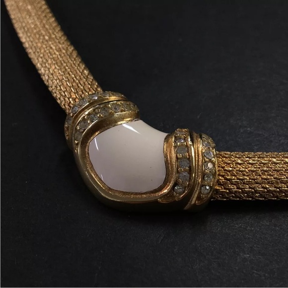 Christian Dior Enamel Rhinestone Gold Tone Necklace - Picture 3 of 8